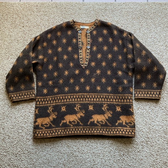 VTG 60’s Three Trolls Spokane Hippie Boho Tunic Wool Sweater Pullover Norway - Picture 1 of 12